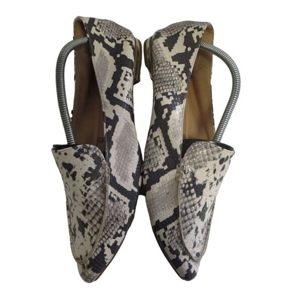 Express Snake Loafers Cream White Black Pointed Toe Slip On Womens Size 10 - Picture 6 of 7